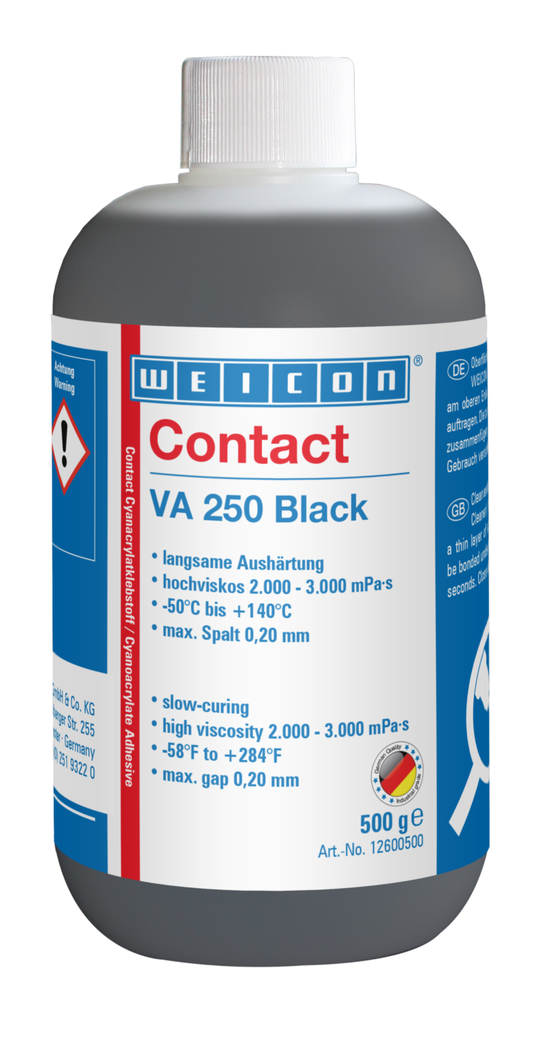 VA 250 Black kyanokrylátové lepidlo | hochviskoser Sekundenkleber, gummigefüllt