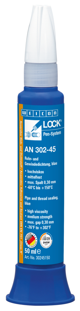 WEICONLOCK® AN 302-45 tesnenie na rúrkové závity a plošné spoje  | pre hrubé závity, stredná pevnosť, so schválením DVGW