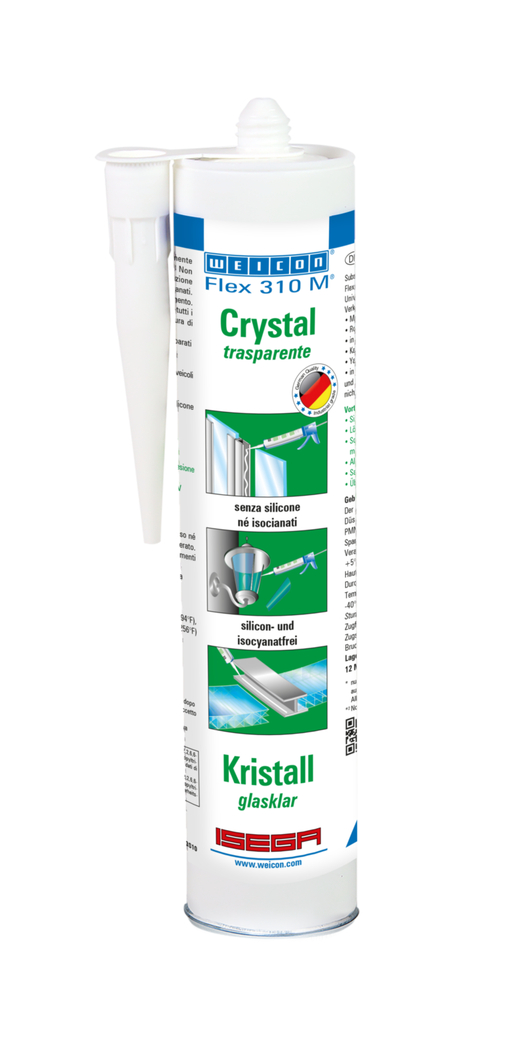 Flex 310 M® Crystal | Elastické lepidlo na báze MS-polymérov v balení Presspack na prácu bez únavy