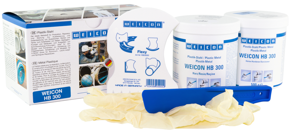 WEICON HB 300 | systém epoxidovej živice, odolný vysokým teplotám, plnený oceľou na opravy a tvarovanie WEICON HB 300 | systém epoxidovej živice, odolný vysokým teplotám, plnený oceľou na opravy a tvarovanie