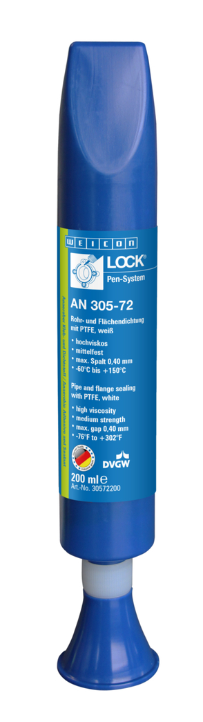 WEICONLOCK® AN 305-72 tesnenie rúrkových závitov a plošné tesnenie | s PTFE, stredná pevnosť, so schválením pre pitnú vodu WEICONLOCK® AN 305-72 tesnenie rúrkových závitov a plošné tesnenie | s PTFE, stredná pevnosť, so schválením pre pitnú vodu