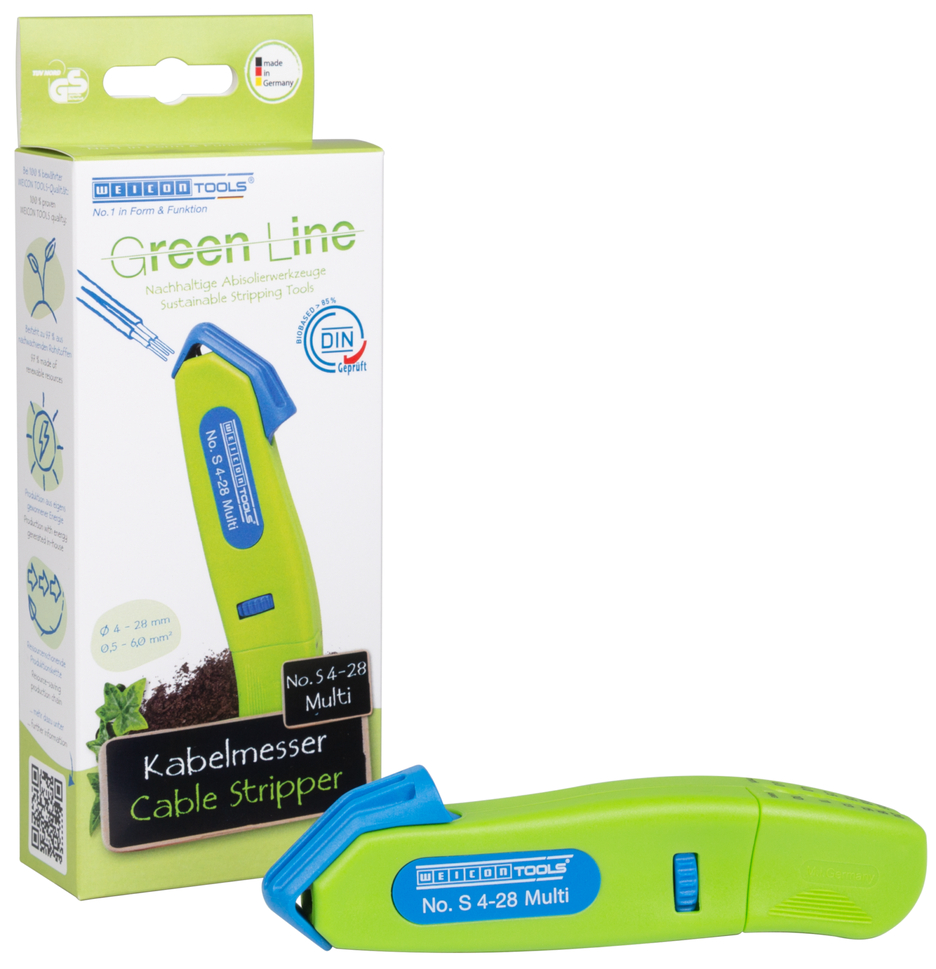 Kabelmesser No. S 4-28 Multi  Green Line | udržateľný nástroj na odizolovanie | s integrovanou funkciou odizolovania od 0,5 - 6,0 mm² | pracovný rozsah Ø 4 - 28 mm