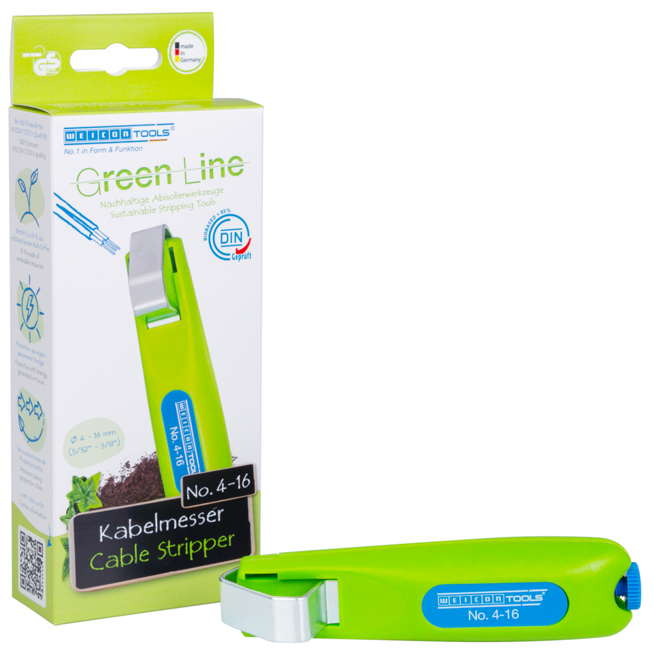 Kabelmesser No. 4-16 Green Line | Odizolovacie náradie je vyrobené až z 97 % z obnoviteľných surovín s pracovným rozsahom Ø 4 - 16 mm