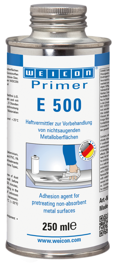 WEICON Primer E 500 | prostriedok pre zlepšenie priľnavosti na nenasiakavé kovové povrchy, najmä na silikóny WEICON Primer E 500 | prostriedok pre zlepšenie priľnavosti na nenasiakavé kovové povrchy, najmä na silikóny
