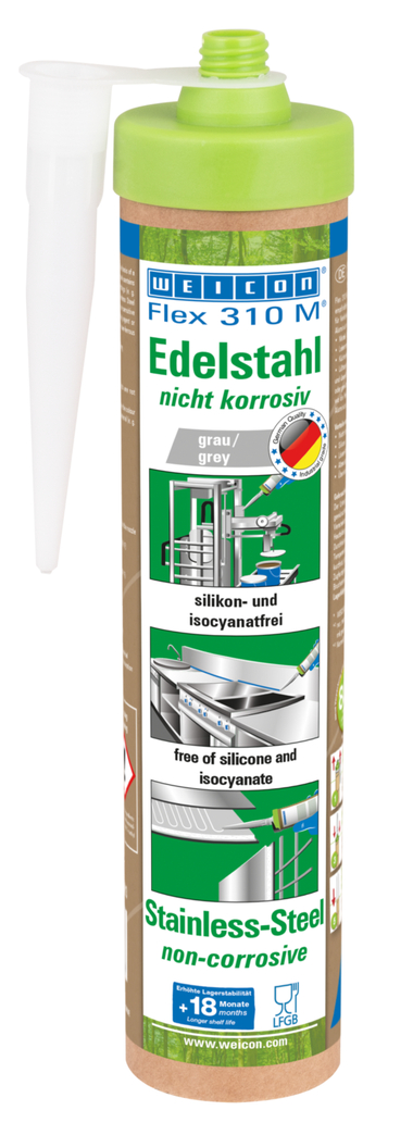 Flex 310 M® Nerez | lepidlo a tmel s veľmi vysokou počiatočnou priľnavosťou v kovovom vzhľade na báze MS-polymérov