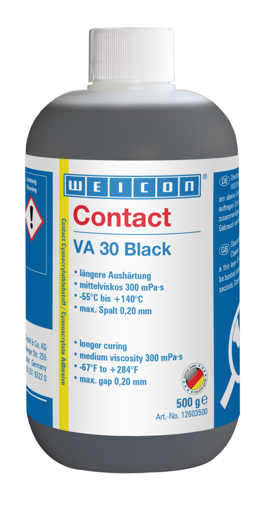 VA 30 Black kyanokrylátové lepidlo | stredne viskózne sekundové lepidlo, plnené gumou