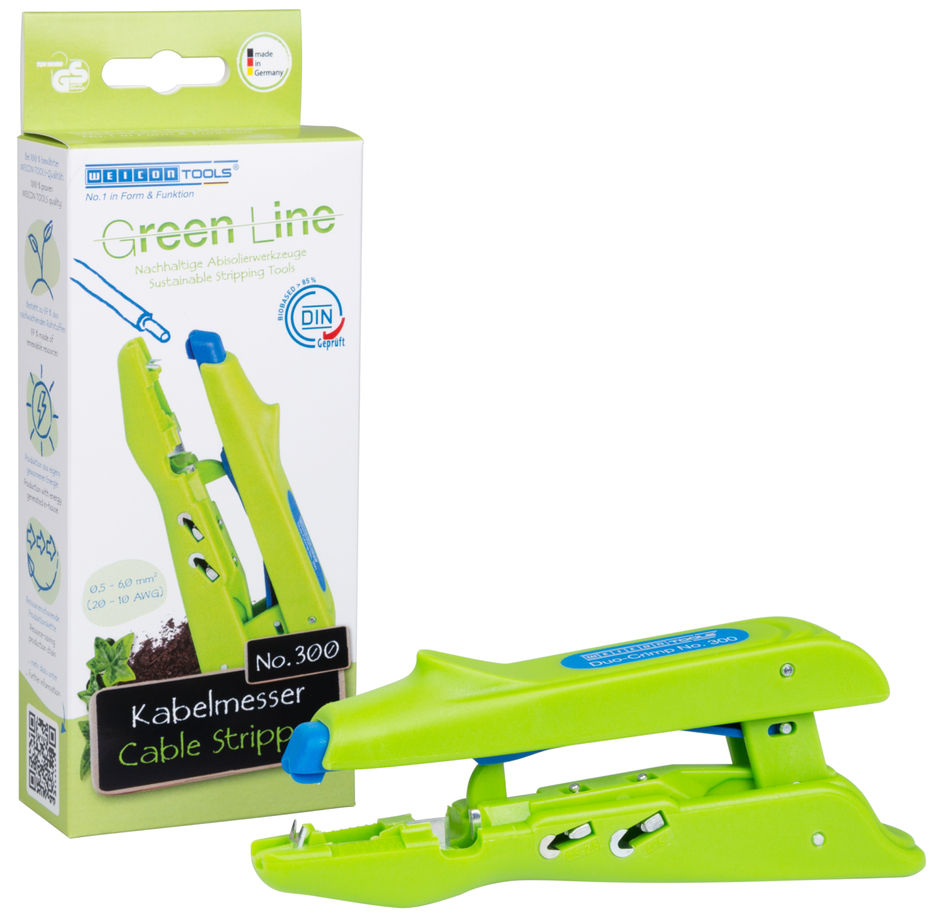Duo-Crimp No. 300 Green Line | Odizolovacie náradie je vyrobené až z 97 % z obnoviteľných surovín, na odizolovanie a krimpovanie, pracovný rozsah 0,5 mm² - 6,0 mm²