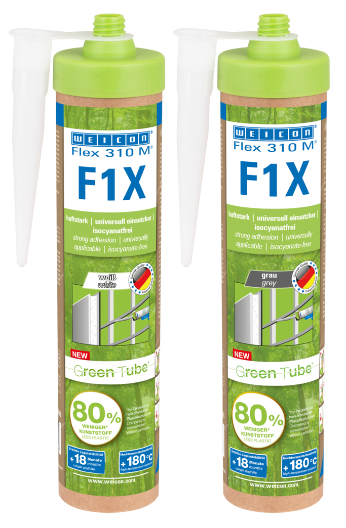 WEICON Green Tube Flex 310 M F1X | Lepidlo a tmel na báze MS-polymérov s veľmi vysokou počiatočnou priľnavosťou, odolné proti teplotám do 180 °C