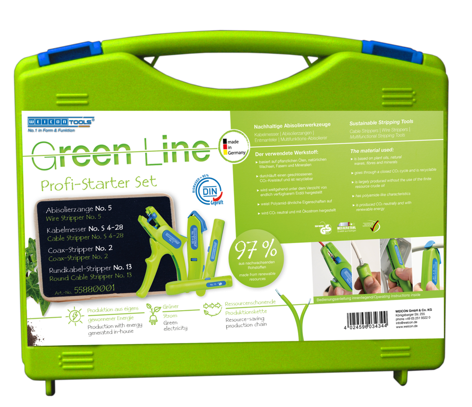 Profi-Starter Set Green Line | udržateľné odizolovacie náradie, 4-dielna odizolovacia súprava pre domáce inštalácie