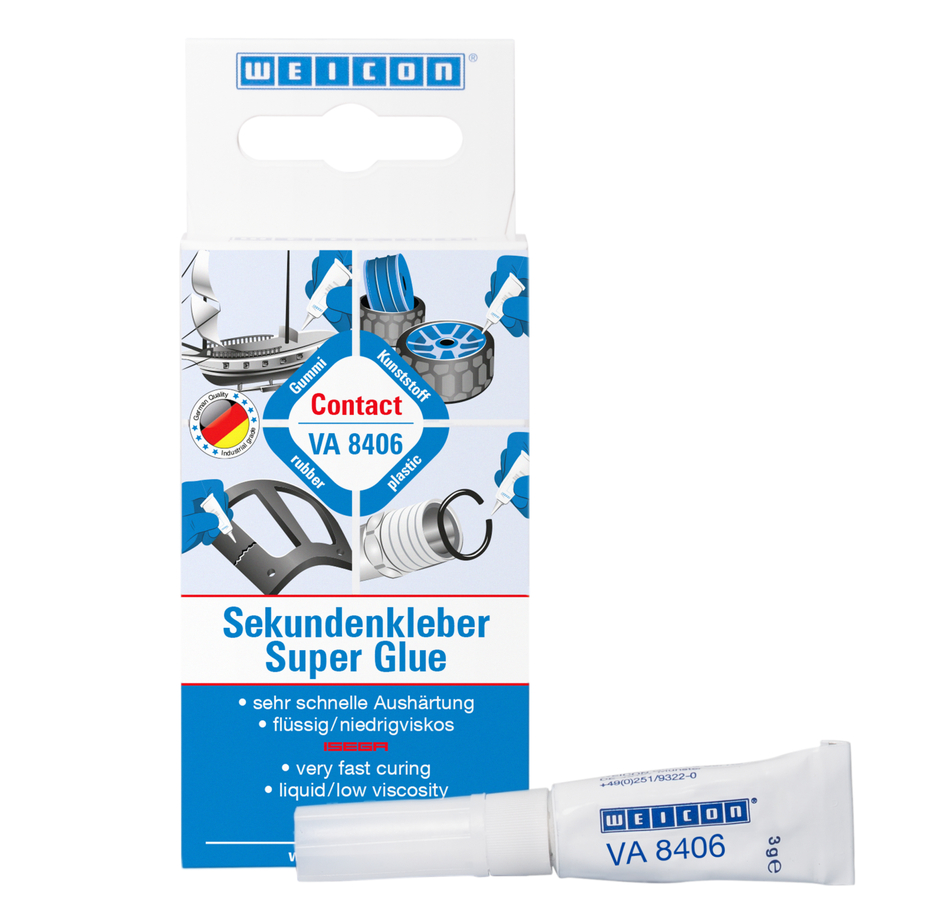 VA 8406 kyanoakrylátové lepidlo | sekundové lepidlo pre rýchlu fixáciu a lepenie