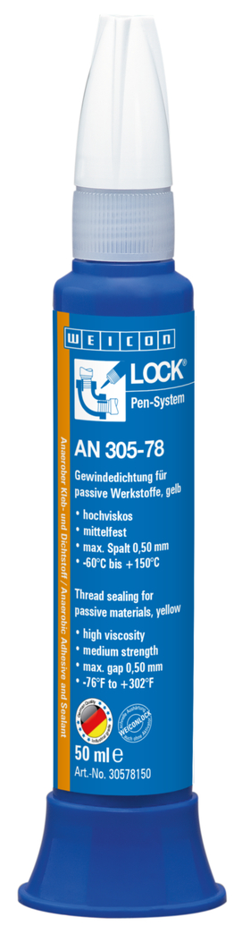 WEICONLOCK® AN 305-78 tesnenie na rúrkové závity a plošné spoje  | pre pasívne materiály, stredne pevné, so schválením na pitnú vodu