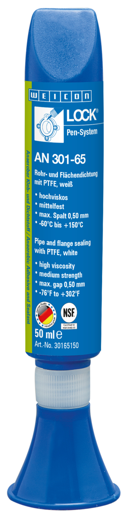 WEICONLOCK® AN 301-65 tesnenie rúrkových závitov a plošné tesnenie | s PTFE, stredná pevnosť, so schválením pre pitnú vodu WEICONLOCK® AN 301-65 tesnenie rúrkových závitov a plošné tesnenie | s PTFE, stredná pevnosť, so schválením pre pitnú vodu