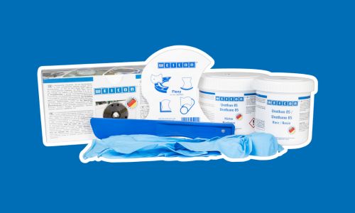 Uretánový systém na modrom pozadí